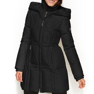 🏴 Vince Camuto Black Down Puffer Midi Jacket